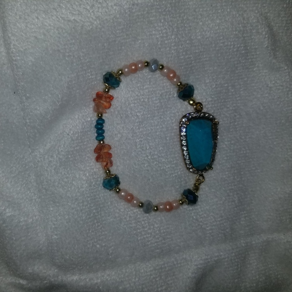 HandmadeTurquoise and Coral bracelet